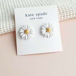 NEW Kate Spade Into The Bloom Gold White Stud Earrings Authentic